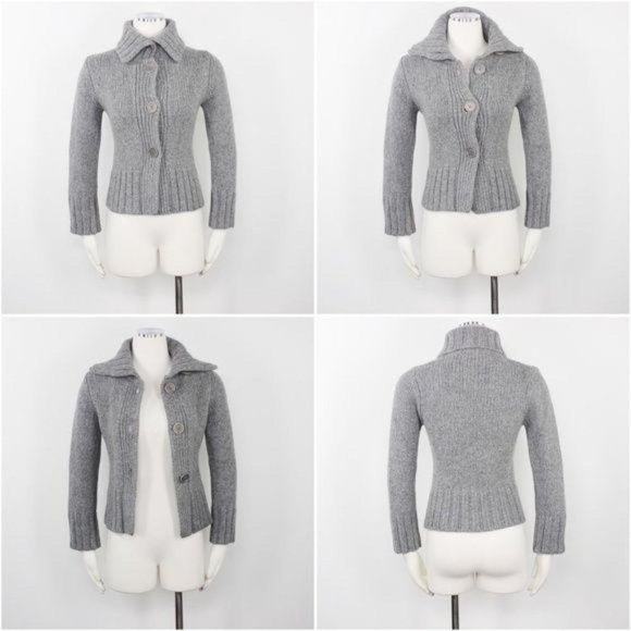 Marc O’Polo S Cardigan Merino Wool Grey Chunky VGU - Picture 5 of 10